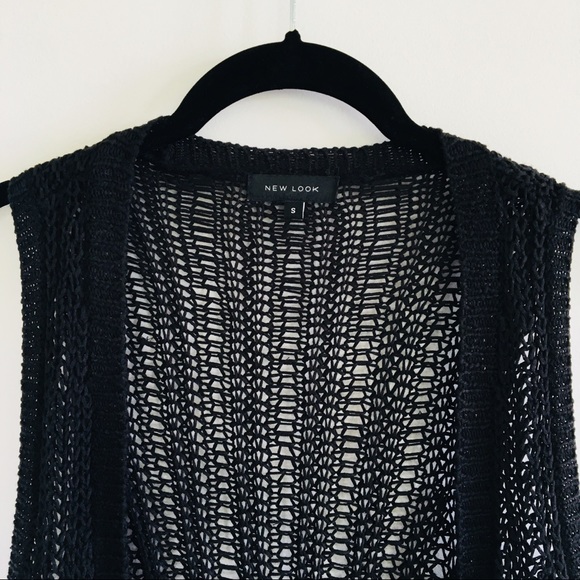 NEW LOOK  Longline Knitted Black Festival Vest - Picture 5 of 8